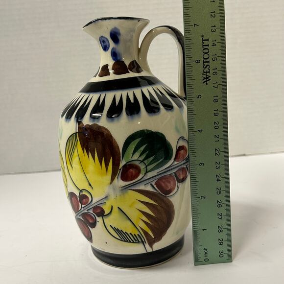Vintage Signed Tonala Mexican Pottery Hand painted Ceramic Jug - Picture 9 of 10